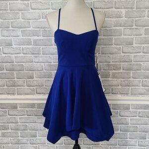 SEQUIN HEARTS Blue Short Fit and Flare Party Dress Juniors Small Hoco Dance NEW